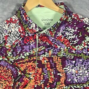 Good Good Golf Mens XL Fighting For Par Mosaic Print Performance Polo Shirt
